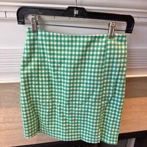 Green and White Straight Mini Skirt